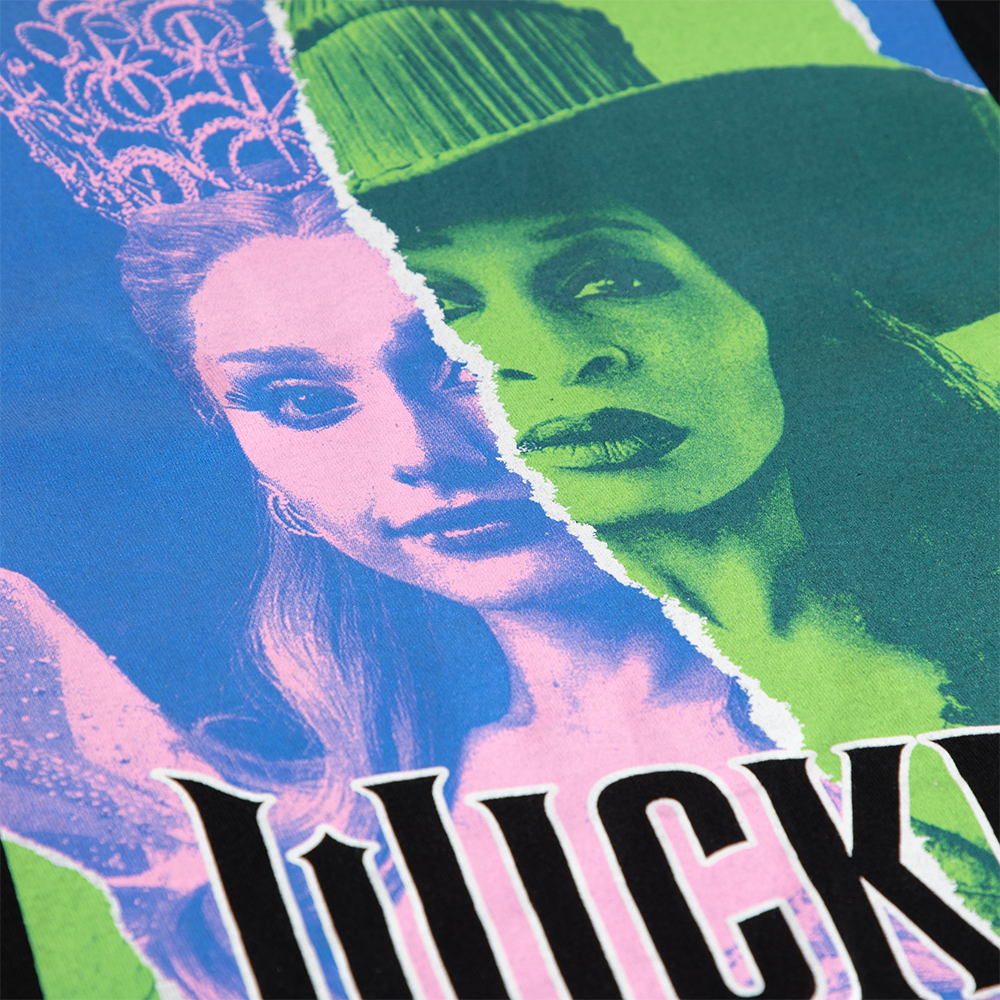 Glinda & Elphaba Split Juniors Tee Detail