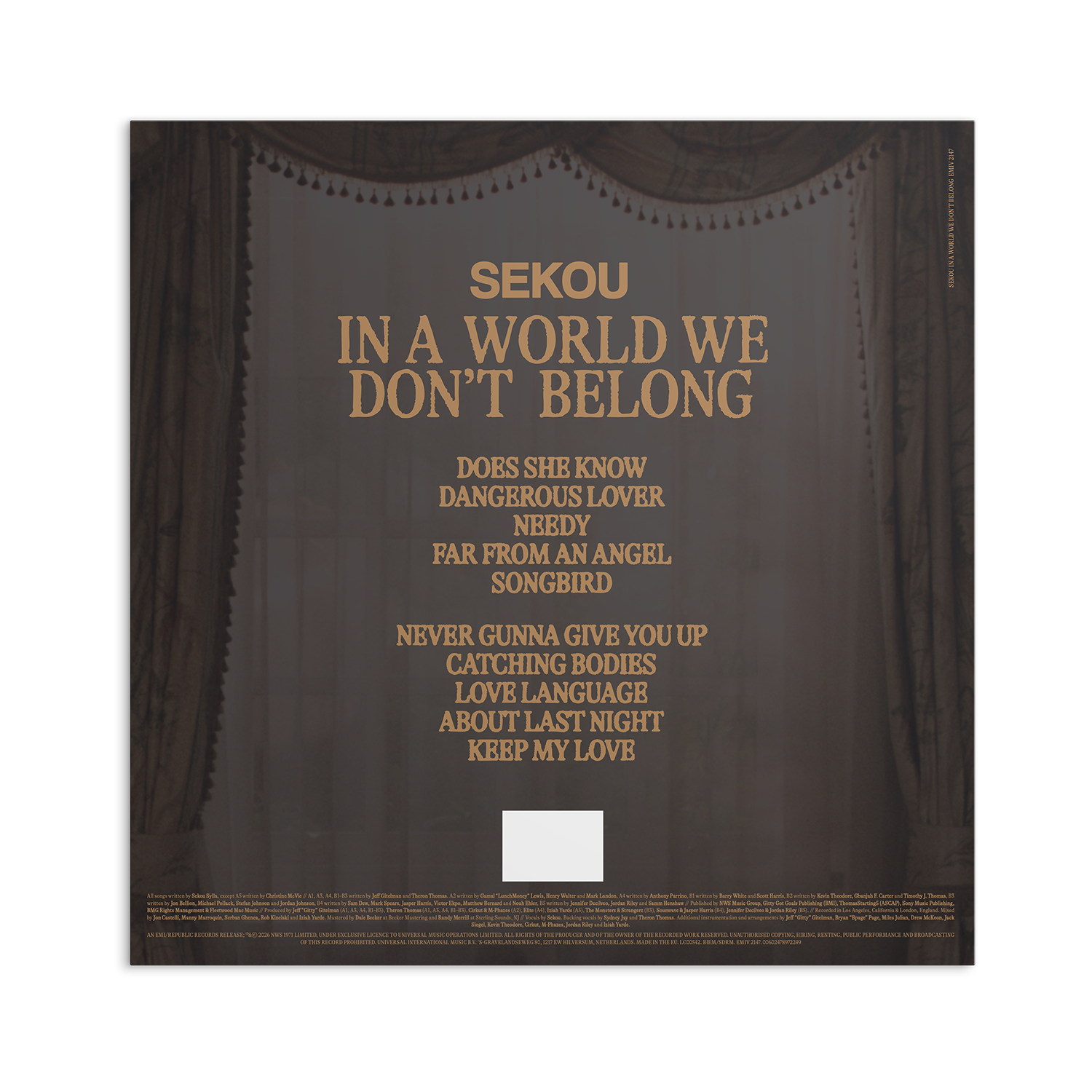 In A World We Don't Belong LP - Back cover