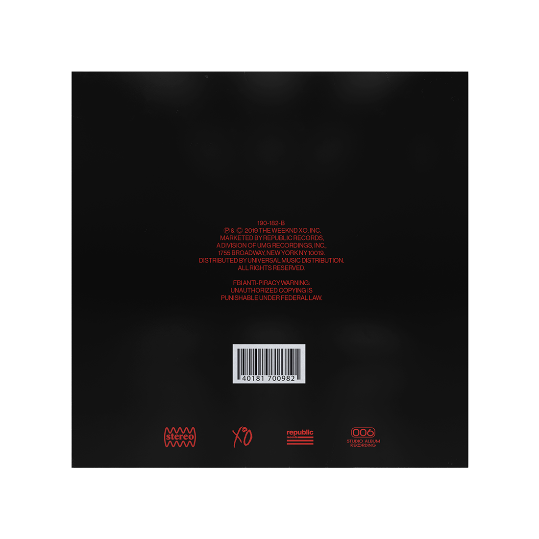 After Hours Collector's Vinyl 001 2LP detail 2