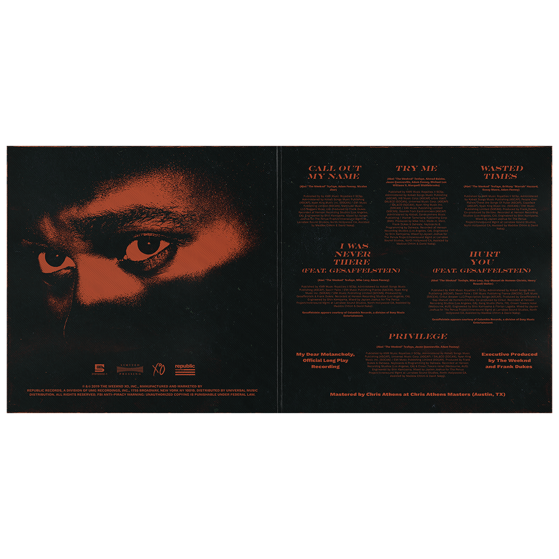 MY DEAR MELANCHOLY, LP CENTREFOLD